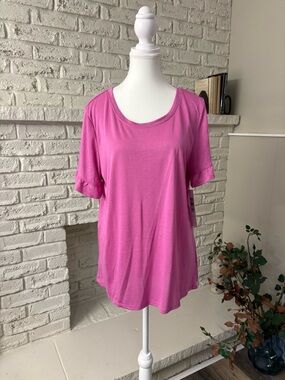 Tribal Hot Pink Scoop Neck Short Sleeve Tee Size XL